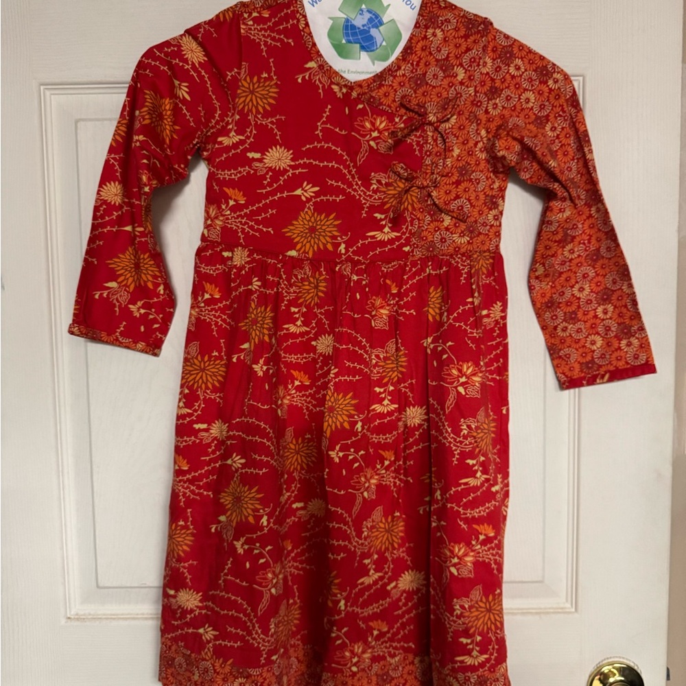 Hanna Andersson Red Floral Kids Dress - Adorable for Thanksgiving!